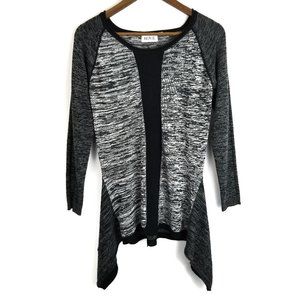 🐧Rove Asymmetrical Hem Mixed Media Sweater Top